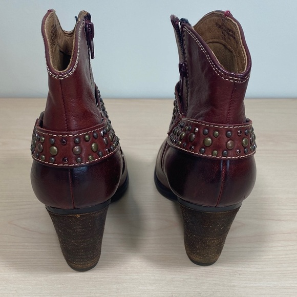 Sofft Dark Red Ankle Booties with Studded Strap - Picture 3 of 9